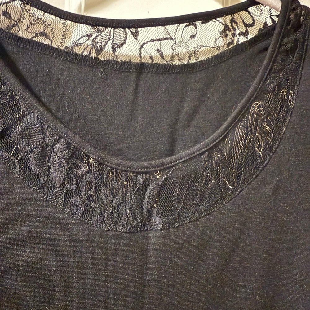 Black Lace Trim Mini Dress